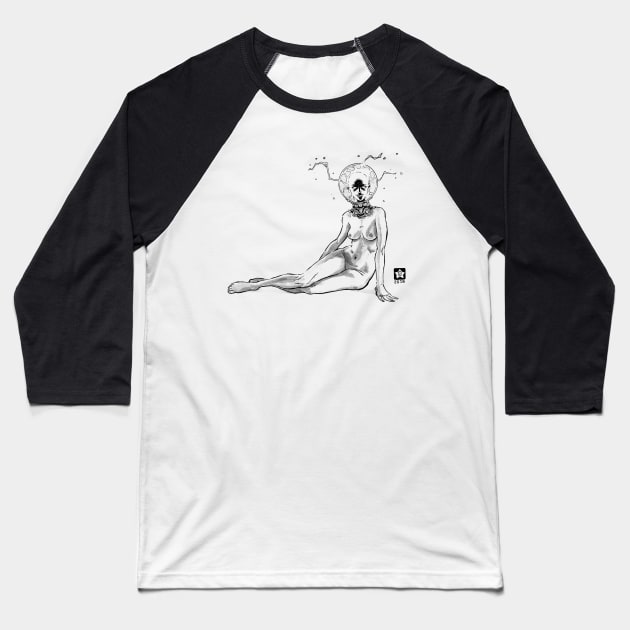 Electric Bulb Woman Baseball T-Shirt by Novanim